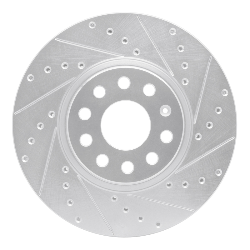 Audi A3 Quattro Brake Rotor (1) - Front Right - R1 Concepts - Drilled & Slotted - Silver - `05-`25